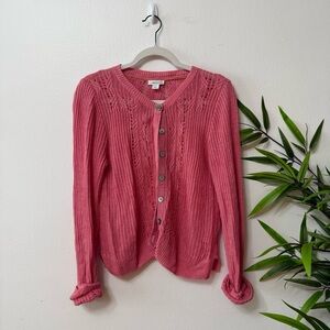 Sundance Pink Knit Cardigan 100% linen sz small s